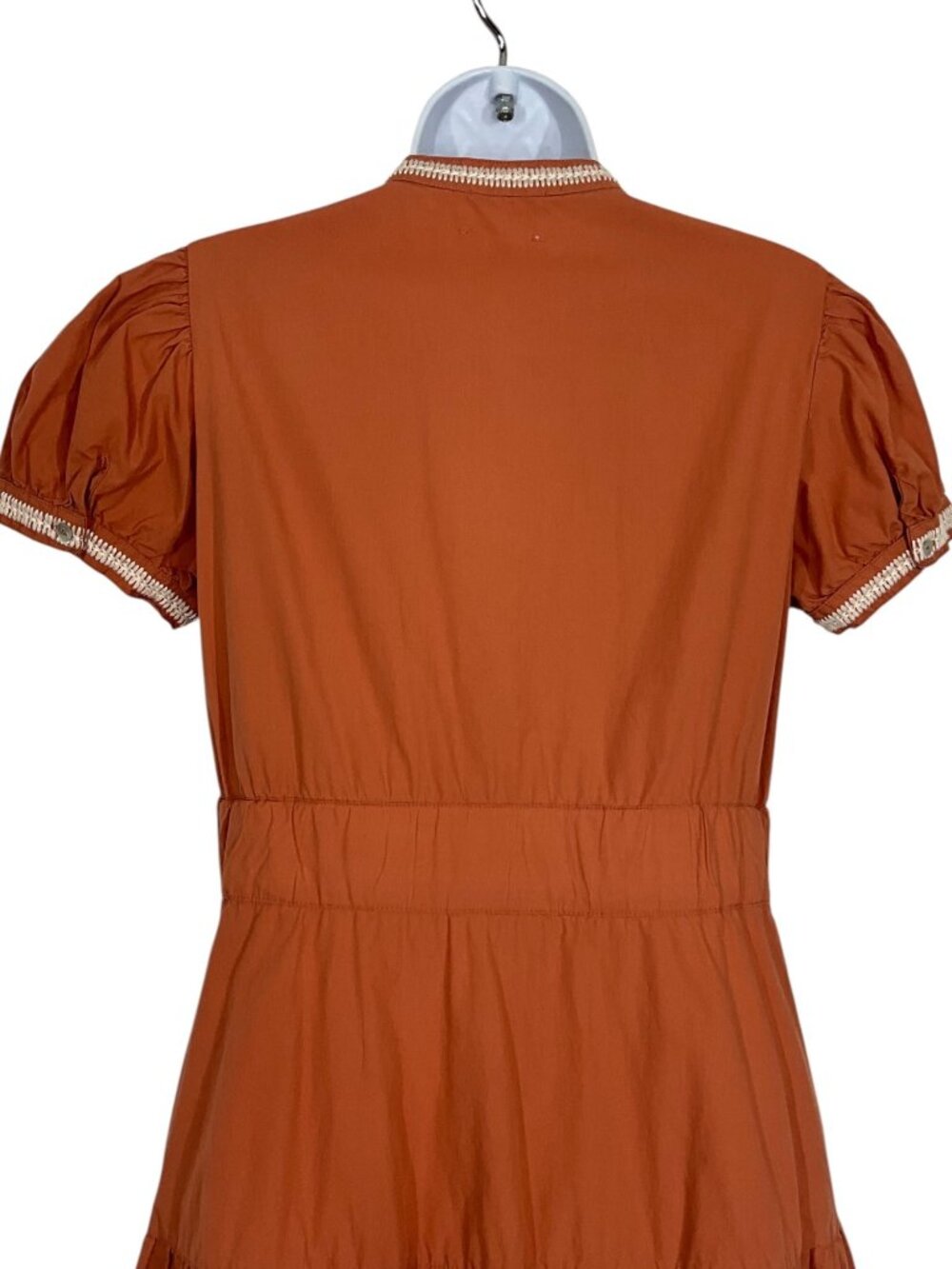Bohme Siya Embroidered Dress S Orange Short Sleeve Midi Cottagecore - Picture 11 of 16